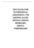TEST BANK FOR NUTRITIONAL ASSESSMENT, 7TH EDITION, DAVID NIEMAN,