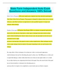 State Farm Independent Auto Exam Questions and Answers 100&percnt; Solved