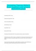 Counseling Theories Midterm Exam Questions and answers 2024&sol;2025update