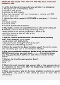 AMERICAN RED CROSS FIRST AID&comma; CPR&comma; AND AED &lpar;HEALTH PACKET ANSWERS&rpar; QUESTIONS AND ANSWERS GRADED A&plus;