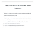 NR 443 Week 5 Graded Discussion Topic&colon; Disaster Preparedness 