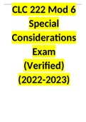 CLC 222 Mod 6 Special Considerations Exam (Verified) (2022-2023)