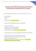Transitions FINAL EXAM Practice Questions with Correct  Verified Answers&sol; Latest Update 2024 &ndash; Rated A&plus;