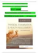 TEST BANK For Physical Examination and Health Assessment&comma; 3rd Edition by Carolyn Jarvis&comma; Verified Chapters 1 - 31&comma; Complete Newest Version