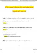 NTSI Arizona Defensive Driving Online &lpar;2024 &sol; 2025&rpar; Questions with Verified Answers&comma; 100&percnt; Guarantee Pass Score