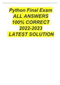 Python Final Exam ALL ANSWERS 100% CORRECT 2022-2023 LATEST SOLUTION.