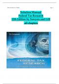 Solution Manual For Federal Tax Research 12th Edition by Roby Sawyers&comma; Steven Gill&period; All  Chapters Covered &comma;Latest Edition ISBN&colon;9780357366387