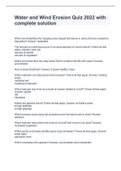 Water and Wind Erosion Quiz 2022 with complete solution