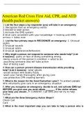 American Red Cross Lifeguarding Test &lpar;CPR&sol;First Aid&rpar; Questions And Answers&lpar; With Complete Top Solution Rated A&plus;&rpar;