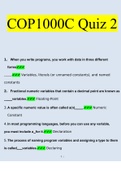 COP1000C Quiz 2 Questions and Answers (2022/2023) (Verified Answers)