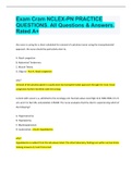 Exam Cram NCLEX-PN PRACTICE QUESTIONS&period; All Questions & Answers&period; Rated A&plus;