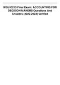 WGU C213 Final Exam&colon; ACCOUNTING FOR DECISION MAKERS Questions And Answers &lpar;2022&sol;2023&rpar; Verified