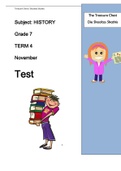 Grade 7 History Term 4 Test and Memo