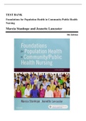 Test Bank for Foundations for Population Health in Community/Public Health Nursing, Stanhope, 5th Edition (Stanhope, 2018) Chapter 1-32 | All Chapters
