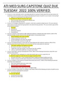 ATI MED SURG CAPSTONE QUIZ DUE TUESDAY  2022 100&percnt; VERIFIED 
