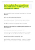 California State Contractors License Law and Business Test Study Guide&period; 100&percnt; Verified&period; Rated A