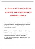 PN MANAGEMENT EXAM REVIEW 2024 WITH 40&comma; CORRECTLY ANSWERED QUESTIONS