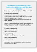 CRITICAL CARE NURSING MULTIPLE CHOICE  QUESTIONS AND ACCURATE ANSWERS 100&percnt;  VERIFIED&period;