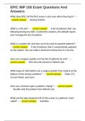EPIC IMP 100 Exam Questions And Answers 