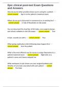 Epic clinical post-test Exam Questions and Answers