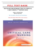 Test Bank for Introduction to Critical Care Nursing 7th Edition Sole