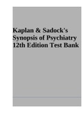 Kaplan and Sadock's Synopsis of Psychiatry 12th Edition Test Bank - Complete All Chapters