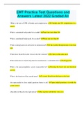 EMT Practice Test Questions and Answers Latest 2022 Graded A&plus;