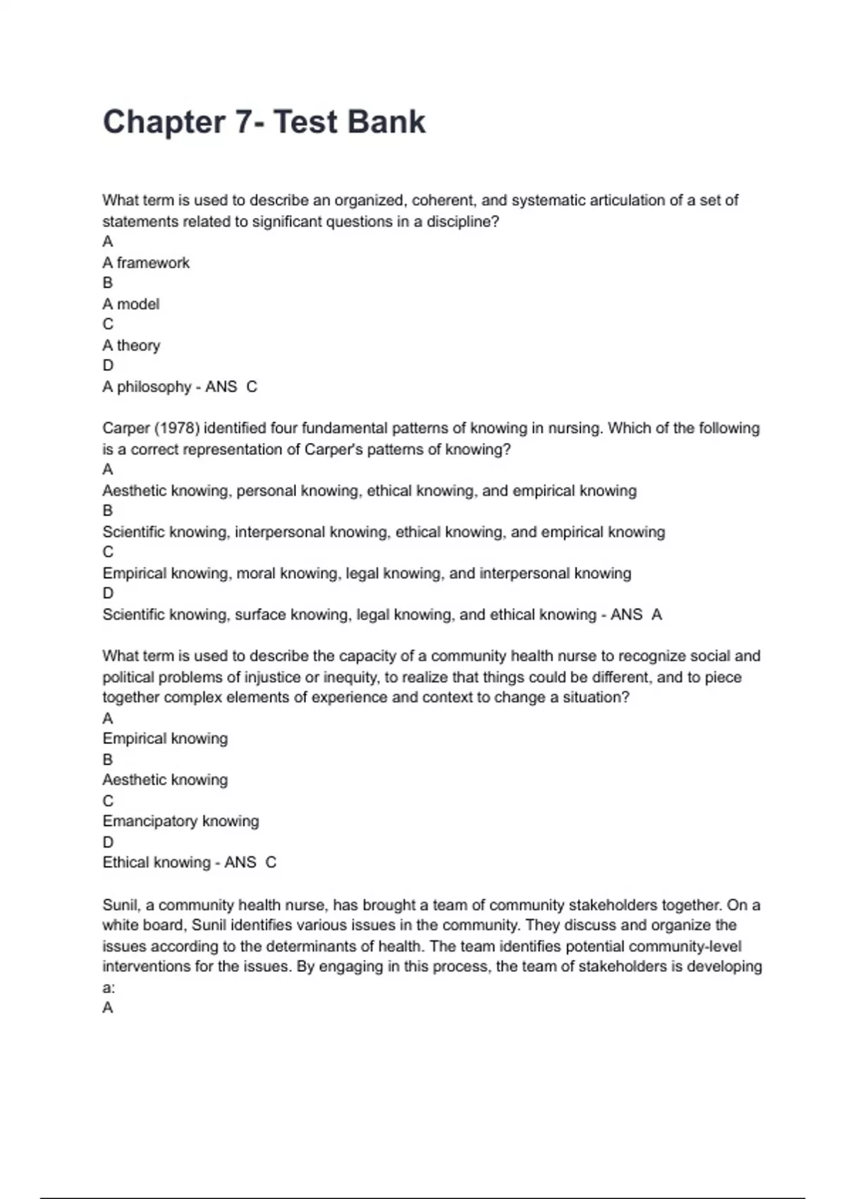 Chapter 7- Test Bank Exam 2024/2025 Questions With Completed & Verified ...