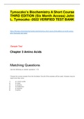 Tymoczko’s Biochemistry A Short Course THIRD EDITION (Six Month Access) John L. Tymoczko -2022 VERIFIED TEST BANK 
