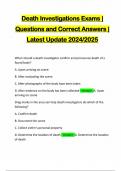 Death Investigations Exams &vert; Questions and Correct Answers &vert; Latest Update 2024&sol;2025