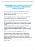C233 Employment Law Assessment And Class Notes Questions With Correct Detailed Answers&period;