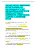 WGU D427 DATABASE MANAGEMENT APPLICATION ACTUAL PRE- ASSESSMENT AND OBJECTIVE ASSESSMENT EXAM&vert;LATEST UPDATE 2024-2025&vert;VERIFIED EXAM QUESTIONS AND CORRECT ANSWERS ALL GRADED A&plus;&vert;GUARANTEED SUCCESS