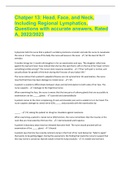 Chatper 13&colon; Head&comma; Face&comma; and Neck&comma; Including Regional Lymphatics&comma; Questions with accurate answers&comma; Rated A&comma; 2022&sol;2023