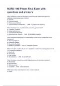 NURS 1140 Pharm Final Exam with questions and answers