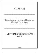 &lpar;NURS 6051&rpar; Midterm Readiness Exam Q & S &lpar; Transforming Nursing & HC through Tech &rpar;