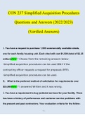 CON 237 Simplified Acquisition Procedures Questions and Answers (2022/2023) (Verified Answers)