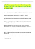 aPhA Immunization And Final Exam F2&period; Questions with accurate answers&comma; Rated A&period; 2022&sol;2023
