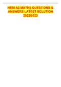 HESI A2 MATHS QUESTIONS & ANSWERS LATEST SOLUTION 2022&sol;2023