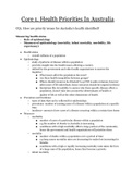 Core 1&period; Health Priorities in Australia 