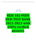 HESI 102-PEDS HESI TEST BANK 2022-2023-with 100% verified answers