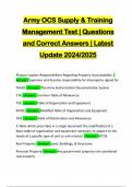 Army OCS Supply & Training Management Test &vert; Questions and Correct Answers &vert; Latest Update 2024&sol;2025