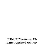 COM3702-Media Studies: Institutions, Theories And Issues Semester ONE Portfolio Examination Latest Updated Oct-Nov 2022.