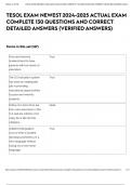 TESOL EXAM NEWEST 2024-2025 ACTUAL EXAM COMPLETE 160 QUESTIONS AND CORRECT DETAILED ANSWERS &lpar;VERIFIED ANSWERS&rpar; 