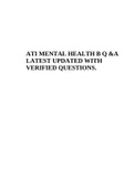 ATI MENTAL HEALTH B Q &A LATEST UPDATED WITH VERIFIED QUESTIONS.