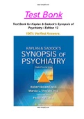Test Bank for Kaplan & Sadock's Synopsis of Psychiatry / Edition 12