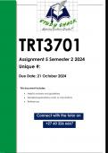 TRT3701 Assignment 5 &lpar;QUALITY ANSWERS&rpar; Semester 2 2024