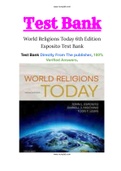 World Religions Today 6th Edition Esposito Test Bank with Question and Answers, From Chapter 1 to 9