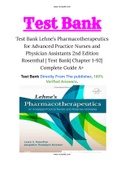 Test Bank Lehne’s Pharmacotherapeutics for Advanced Practice Nurses and Physician Assistants 2nd Edition Rosenthal , Test Bank, Chapter 1-92, Secure HIGHSCORE