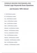Formal Logic Keywords Exam Questions and Answers 100&percnt; Solved
