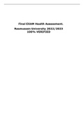 Exam (elaborations) Final EXAM Health Assessment. Rasmussen University 2022/2023 100% VERIFIED